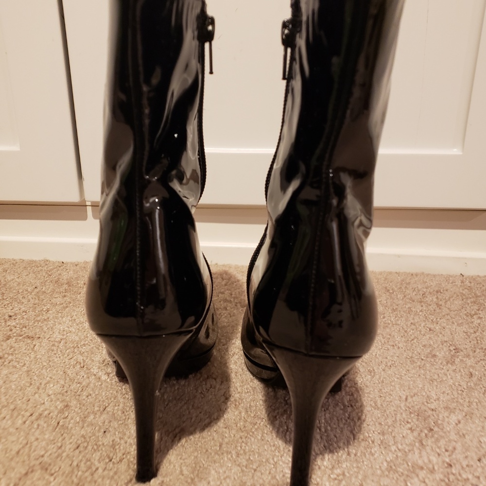 Stuart Weitzman Apollo Black Patent Leather Mid Calf Boots Size 8 - Picture 5 of 8